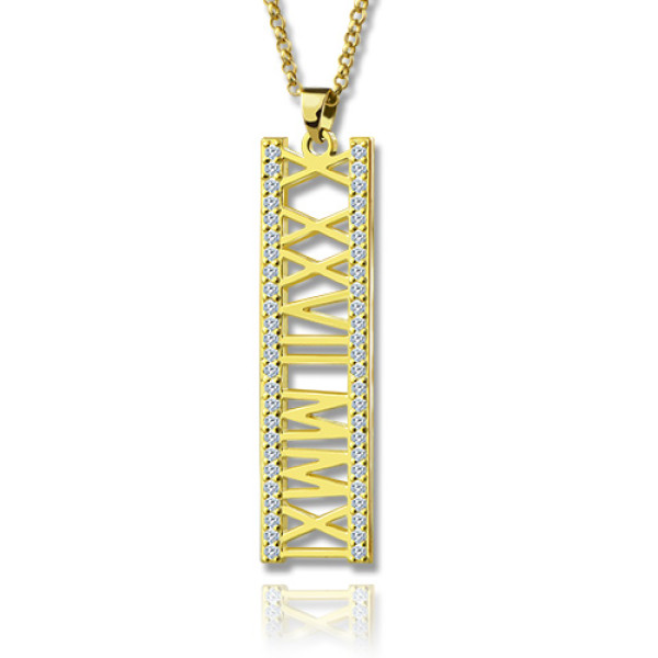 18ct Gold Plated Roman Numeral Necklace With Birthstone  - All Birthstone™