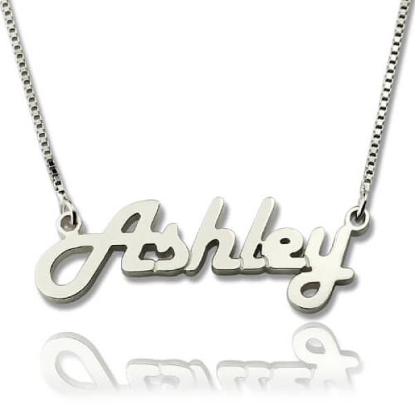 Sterling Silver Retro Name Necklace - All Birthstone™