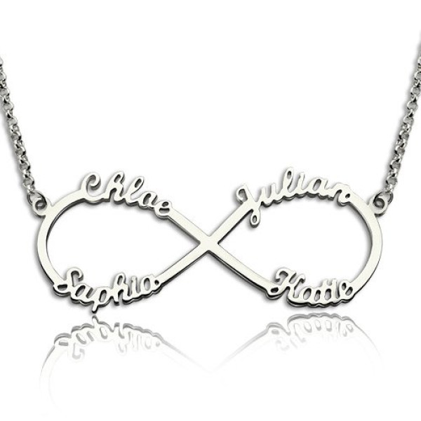 Sterling Silver Infinity Symbol Necklace 4 Names - All Birthstone™