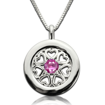 Birthstone Hearts All Around Pendant Necklace Sterling Silver  - All Birthstone™