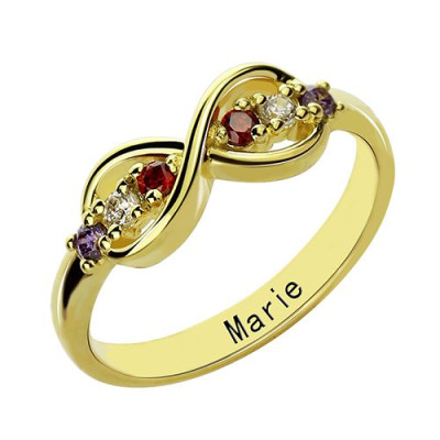 18ct Gold Plated Infinity Promise Rings with Birthstone  - All Birthstone™