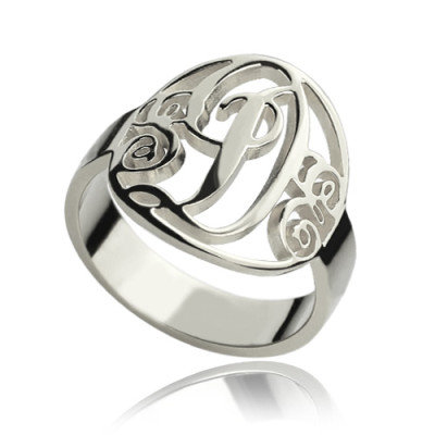 Personalised Rings Monogram Initial Sterling Silver - All Birthstone™