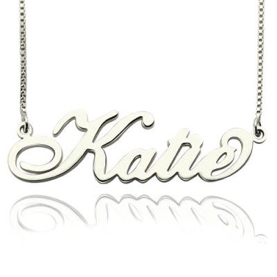 Personalised Nameplate Necklace Carrie Stering Silver - All Birthstone™