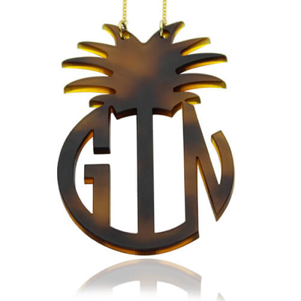 Personalised Acrylic Block Monogram Pineapple Necklace - All Birthstone™