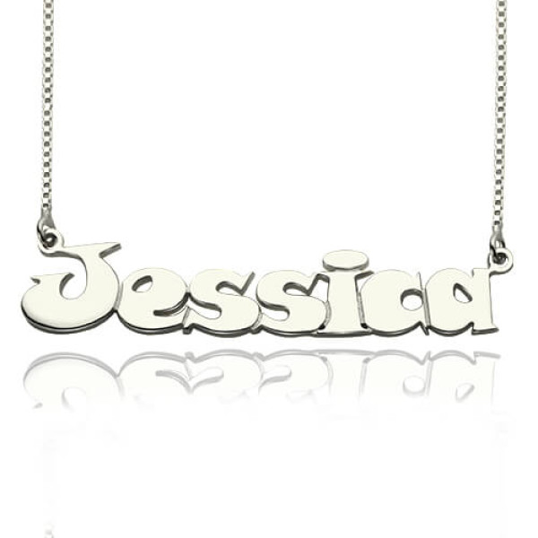 Kids Comic Name Necklace Sterling Silver - All Birthstone™