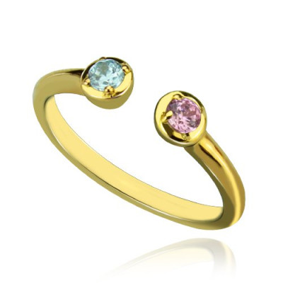 Dual Birthstone Ring 18ct Gold Plated  - All Birthstone™
