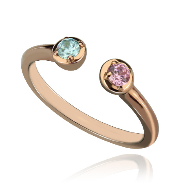 Dual Birthstone Ring 18ct Rose Gold Plated Silver  - All Birthstone™