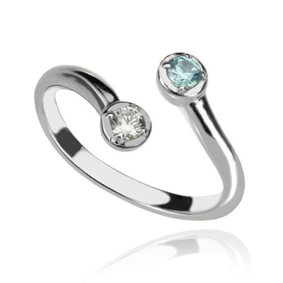 Dual Drops Birthstone Ring In Sterling Silver  - All Birthstone™