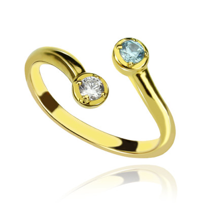Dual Drops Birthstone Ring 18ct Gold Plated  - All Birthstone™