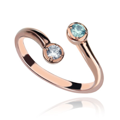 Dual Drops Birthstone Ring 18ct Rose Gold Plated  - All Birthstone™