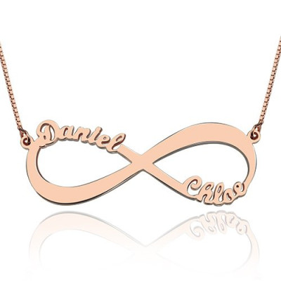 18ct Rose Gold Plated Double Name Infinity Necklace - All Birthstone™