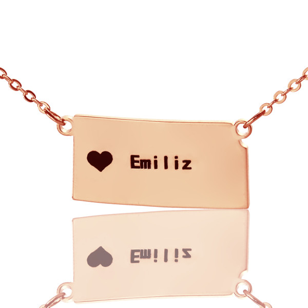 Custom Kansas State Shaped Necklaces With Heart  Name Rose Gold - All Birthstone™