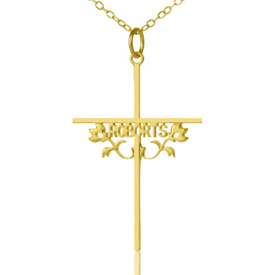 Gold Plated 952 Silver Cross Name Necklaces with Rose - All Birthstone™