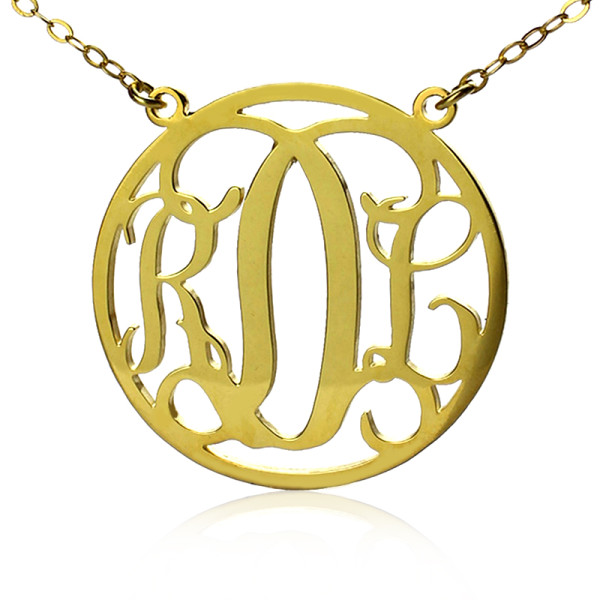 Circle 18ct Solid Gold Initial Monogram Name Necklace - All Birthstone™