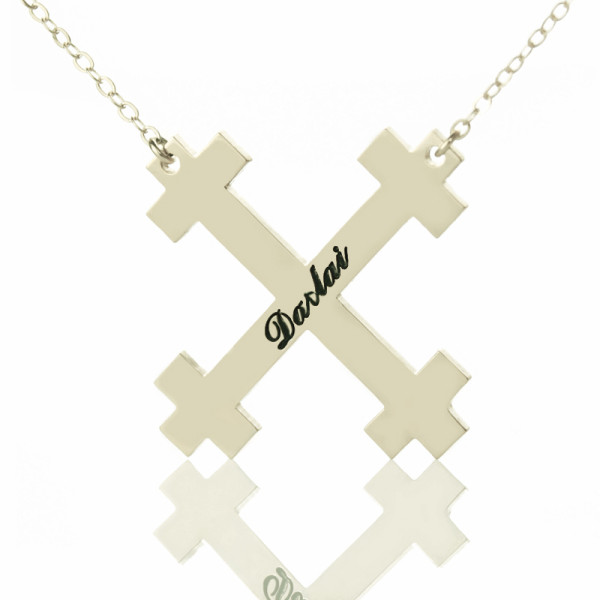 Silver Julian Cross Name Necklaces Troubadour Cross Jewellery - All Birthstone™
