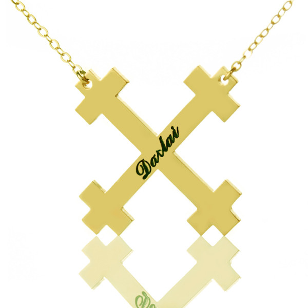 Gold Plated Silver Julian Cross Name Necklaces Troubadour Cross - All Birthstone™