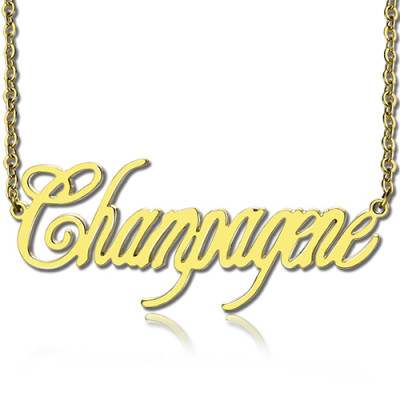 Solid Gold Personalised Champagne Font Name Necklace - All Birthstone™