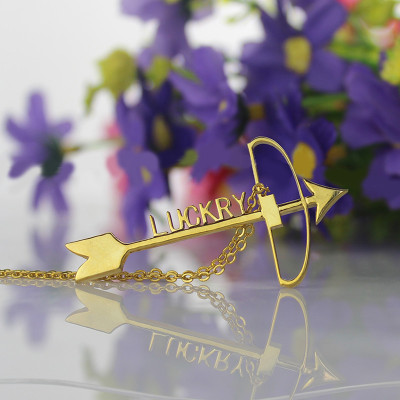 18ct Gold Plated 925 Silver Arrow Cross Name Necklaces Pendant Necklace - All Birthstone™