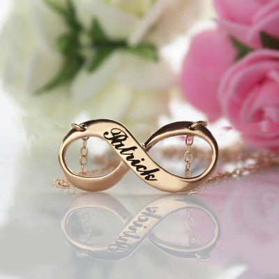 18ct Rose Gold Plated Engraved Infinity Necklace - All Birthstone™