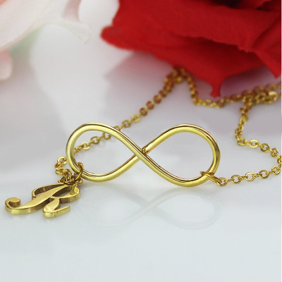 Infinity Knot Initial Necklace 18ct Gold plating - All Birthstone™