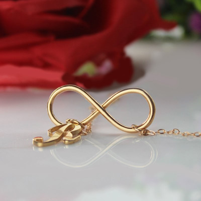 Rose Gold Plated Infinity Initial Necklace - All Birthstone™