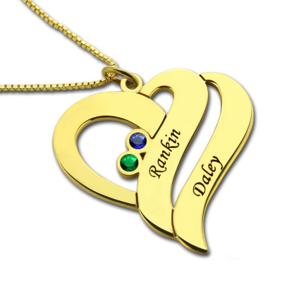 Two Hearts Forever One Love Necklace 18ct Gold Plated - All Birthstone™