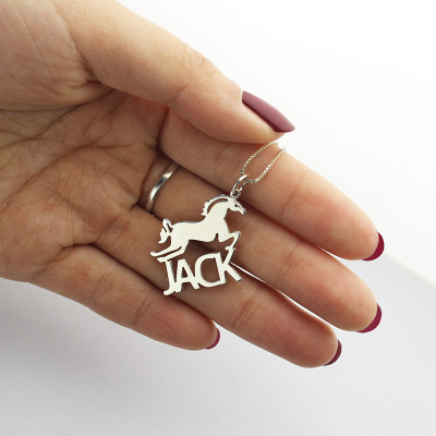 Personalised Horse Name Necklace for Kids Silver - All Birthstone™