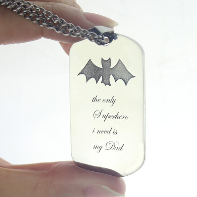 Man's Dog Tag Bat Name Necklace - All Birthstone™