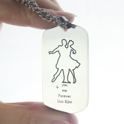 Dancing Theme Dog Tag Name Necklace - All Birthstone™