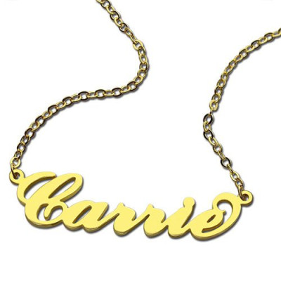 Personalised Carrie Name Necklace 18ct Gold Plated - All Birthstone™