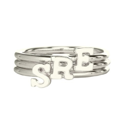 Personalised Women's Midi Initial Ring Sterling Silver - All Birthstone™