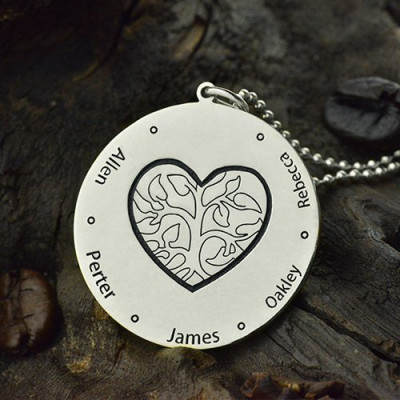 Family Tree Jewellery Necklace Engraved Names - All Birthstone™