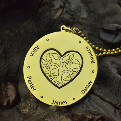 Heart Family Tree Necklace in 18ct Gold Plating - All Birthstone™