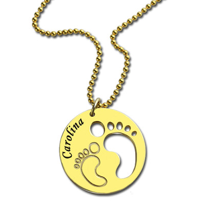 Cut Out Baby Footprint Pendant 18ct Gold Plated - All Birthstone™