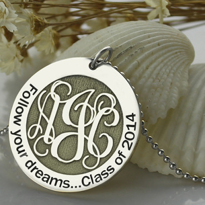 Personalised Class Graduation Monogram Necklace Sterling Silver - All Birthstone™