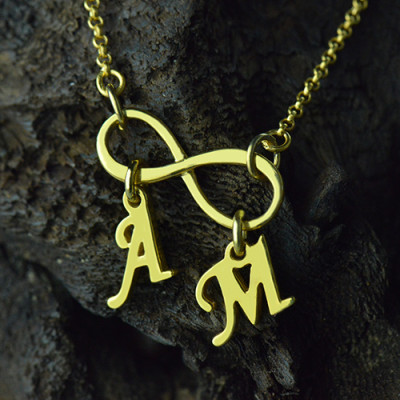 Infinity Pendant Double Initial 18ct Gold Plated - All Birthstone™