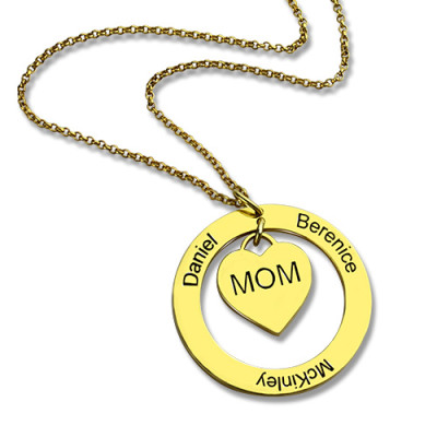 Family Names Necklace For Mom 18ct Gold Plating - All Birthstone™