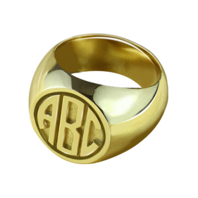 Customised Signet Ring with Block Monogram 18ct Gold Plated - All Birthstone™