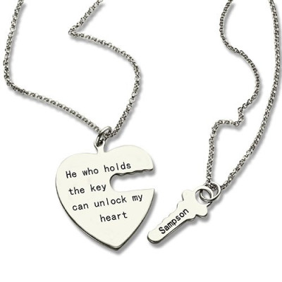 Key and Heart Necklaces Set For Couple - All Birthstone™