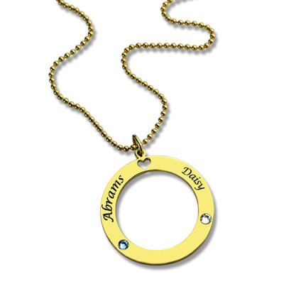 Circle of Love Name Necklace with Birthstone 18ct Gold Plated Silver  - All Birthstone™