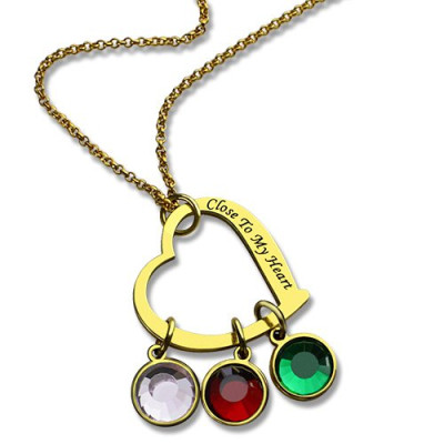 Personalised Close to My Heart Necklace 18ct Gold Plated - All Birthstone™