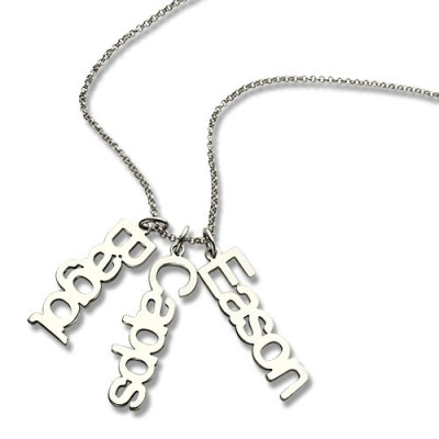 Customised Vertical Multi Names Necklace Sterling Silver - All Birthstone™