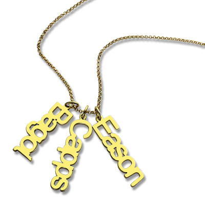 Customised Vertical Multiable Names Necklace 18ct Gold Plated - All Birthstone™