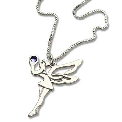 Personalised Fairy Birthstone Necklace for Girls Sterling Silver  - All Birthstone™