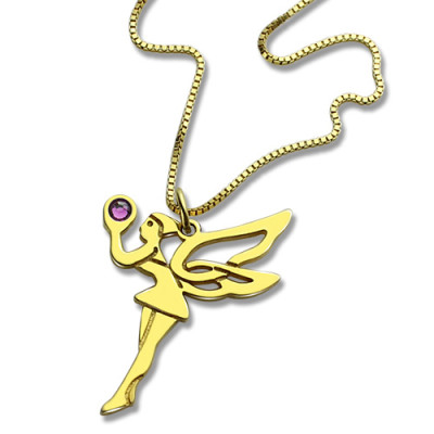 Fairy Birthstone Necklace for Girlfriend 18ct Gold Plated Silver 925  - All Birthstone™
