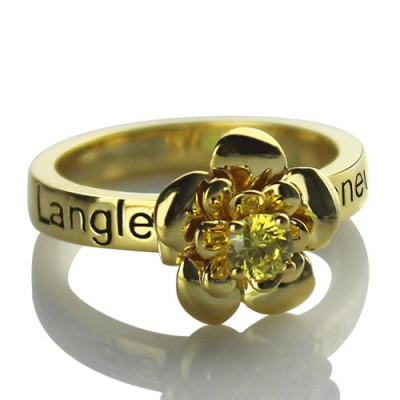Promise Rose Ring for Her with Birthstone 18ct Gold Plated  - All Birthstone™