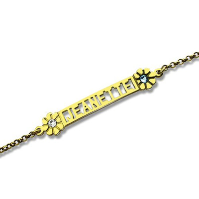 Personalised Birthstone Name Bracelet for Her 18ct Gold Plated  - All Birthstone™