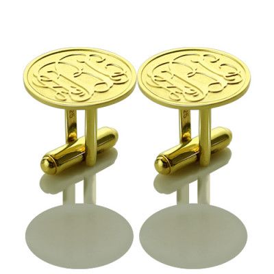 Engraved Cufflinks with Monogram 18ct Gold Plated - All Birthstone™