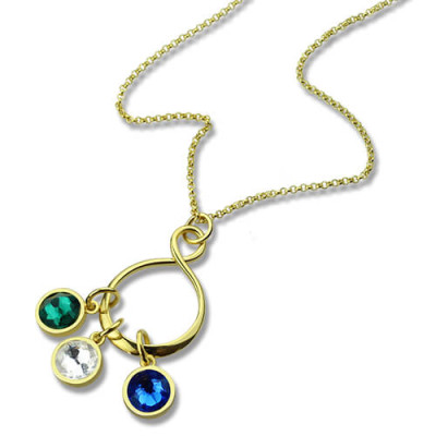 Personalised Family Infinity Necklace with Birthstones 18ct Gold Plate  - All Birthstone™