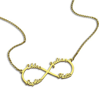 Custom 18ct Gold Plated Infinity Necklace 4 Names - All Birthstone™
